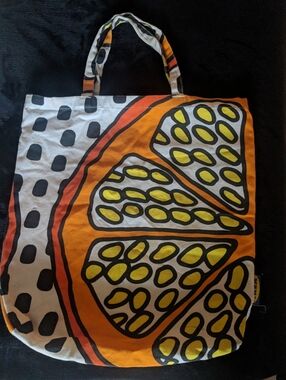 Canvas Tote Bag in Orange, Yellow & White